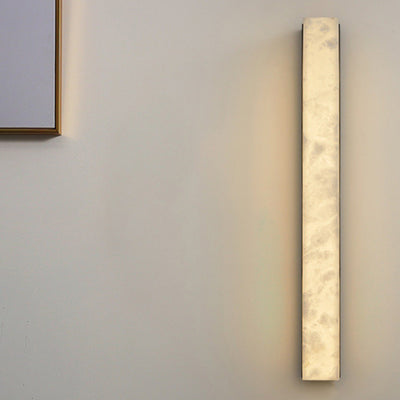 Traditional Vintage Brass Alabaster Rectangular LED Wall Sconce Lamp For Living Room
