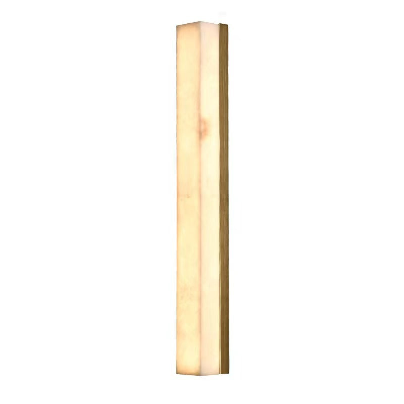 Traditional Vintage Brass Alabaster Rectangular LED Wall Sconce Lamp For Living Room