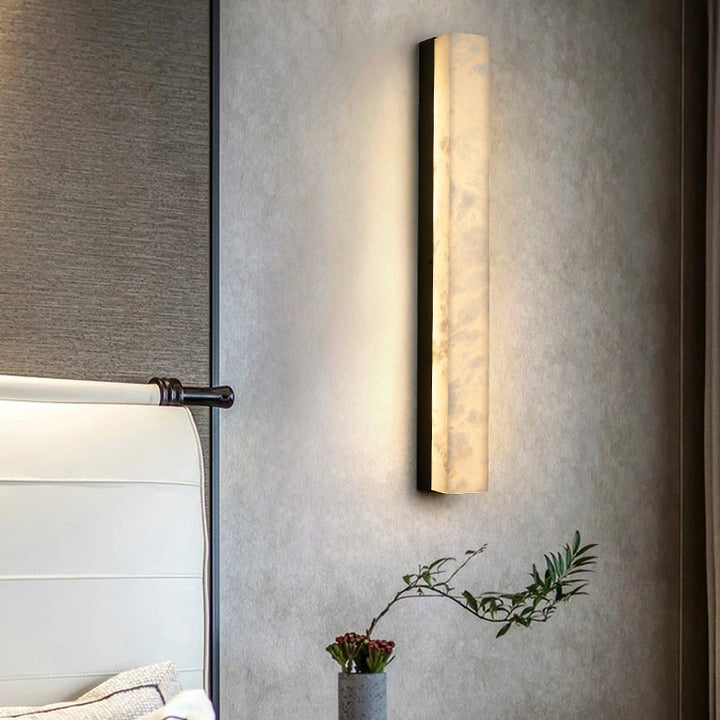 Lámpara de Aplique de Pared LED Rectangular de Alabastro de Latón Vintage Tradicional Para Sala de Estar 