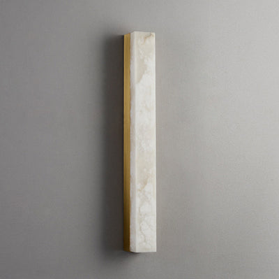 Traditional Vintage Brass Alabaster Rectangular LED Wall Sconce Lamp For Living Room