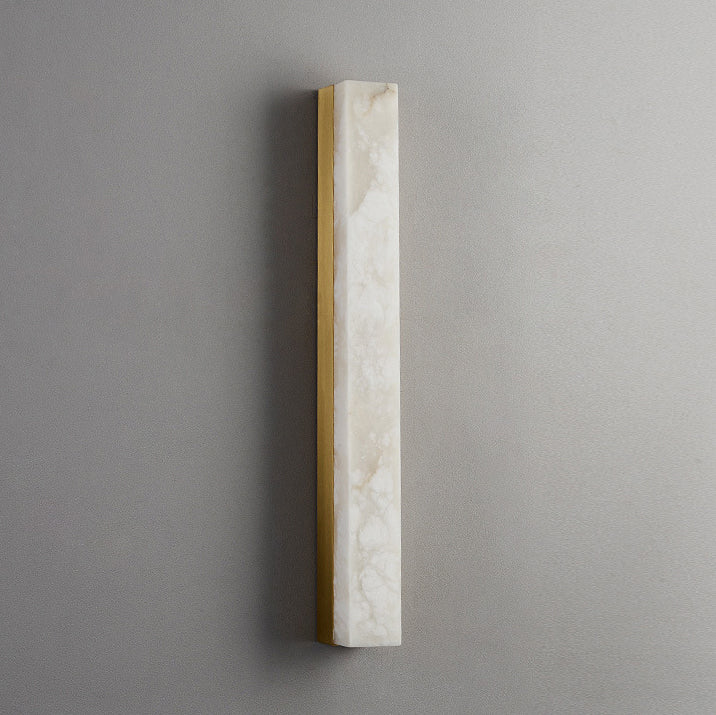 Traditional Vintage Brass Alabaster Rectangular LED Wall Sconce Lamp For Living Room
