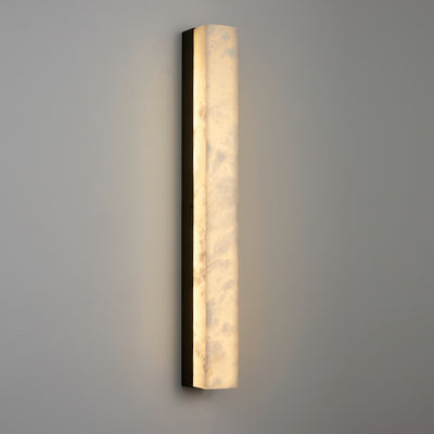 Traditional Vintage Brass Alabaster Rectangular LED Wall Sconce Lamp For Living Room