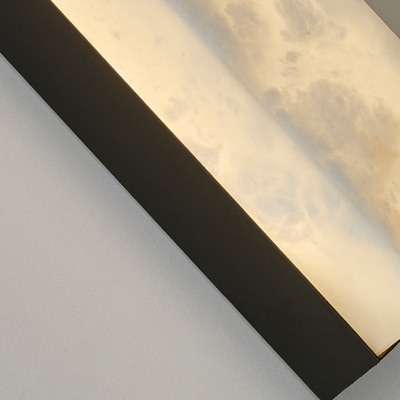 Lámpara de Aplique de Pared LED Rectangular de Alabastro de Latón Vintage Tradicional Para Sala de Estar 