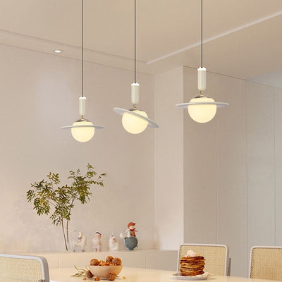 Contemporary Creative Acrylic Aluminum Planet Cylinder LED Pendant Light For Bedroom