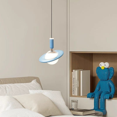 Contemporary Creative Acrylic Aluminum Planet Cylinder LED Pendant Light For Bedroom