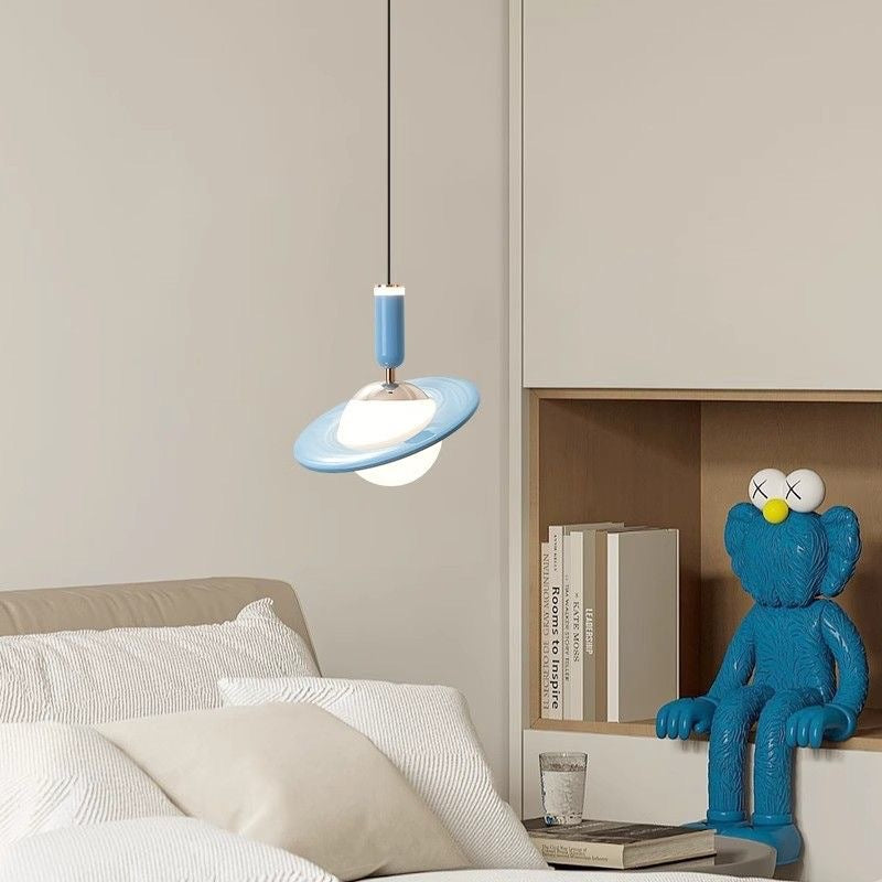 Contemporary Creative Acrylic Aluminum Planet Cylinder LED Pendant Light For Bedroom