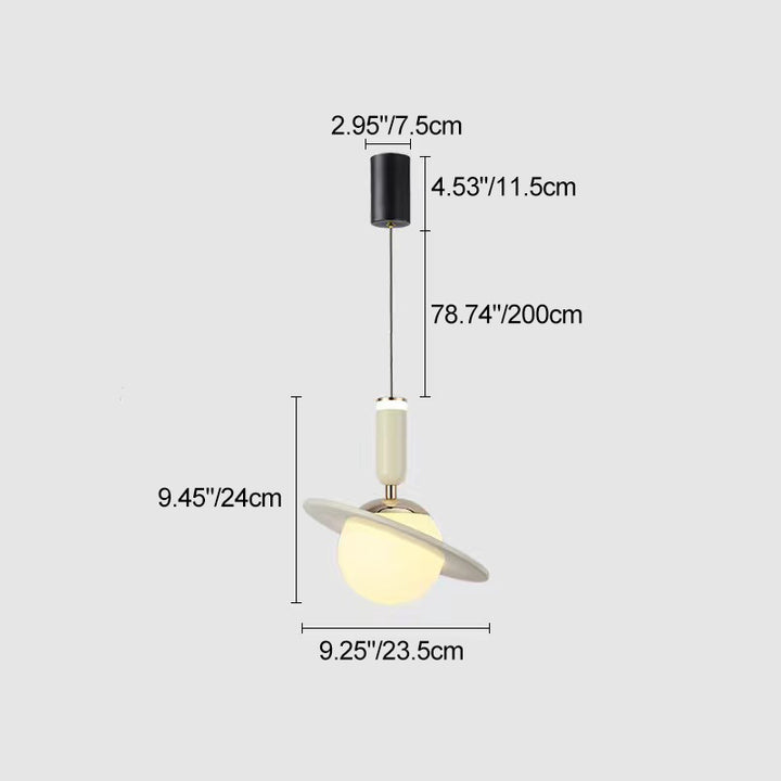 Contemporary Creative Acrylic Aluminum Planet Cylinder LED Pendant Light For Bedroom