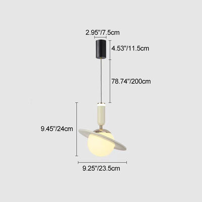 Contemporary Creative Acrylic Aluminum Planet Cylinder LED Pendant Light For Bedroom