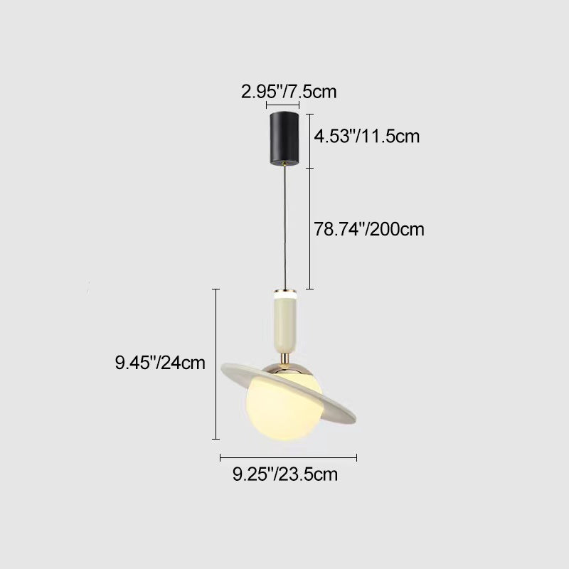 Contemporary Creative Acrylic Aluminum Planet Cylinder LED Pendant Light For Bedroom