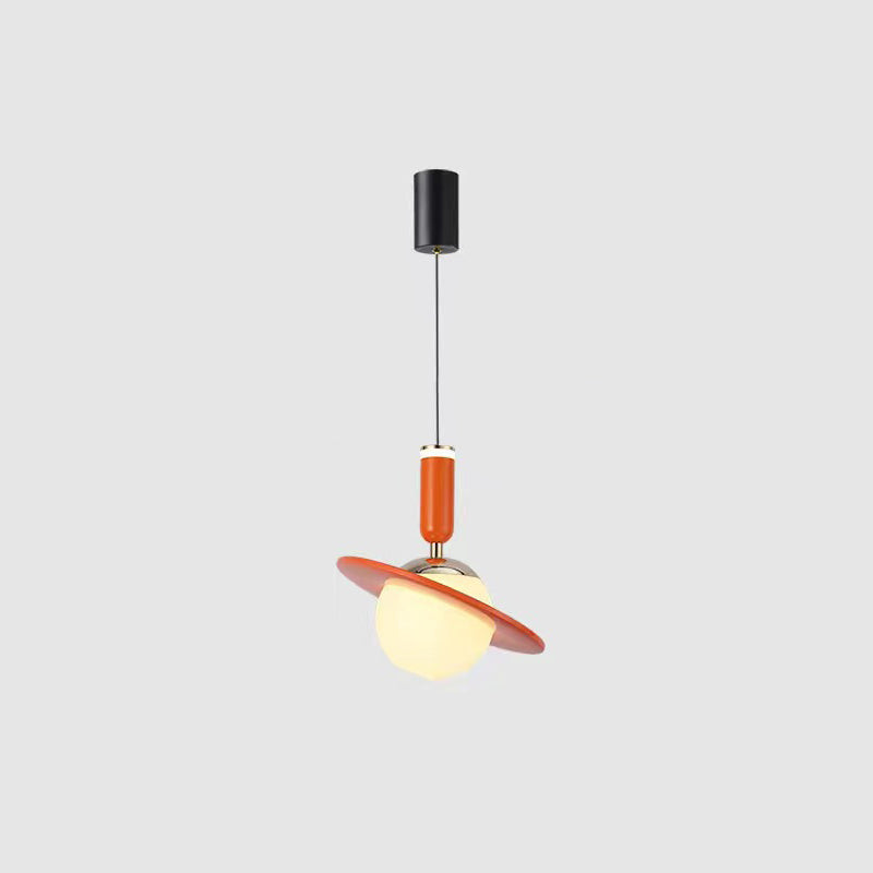 Contemporary Creative Acrylic Aluminum Planet Cylinder LED Pendant Light For Bedroom