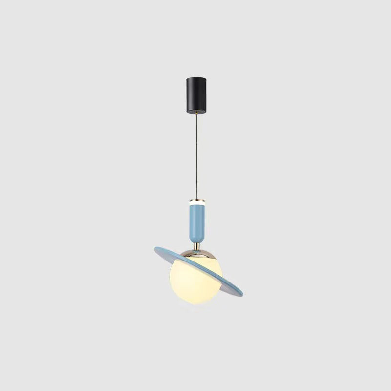 Contemporary Creative Acrylic Aluminum Planet Cylinder LED Pendant Light For Bedroom