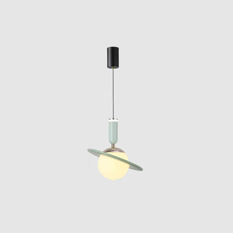 Contemporary Creative Acrylic Aluminum Planet Cylinder LED Pendant Light For Bedroom
