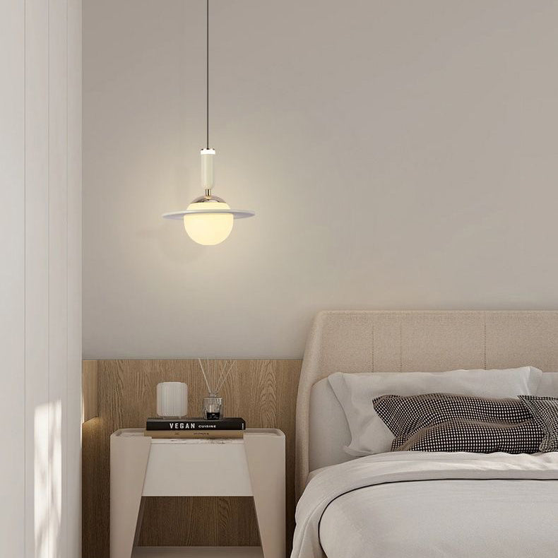 Contemporary Creative Acrylic Aluminum Planet Cylinder LED Pendant Light For Bedroom