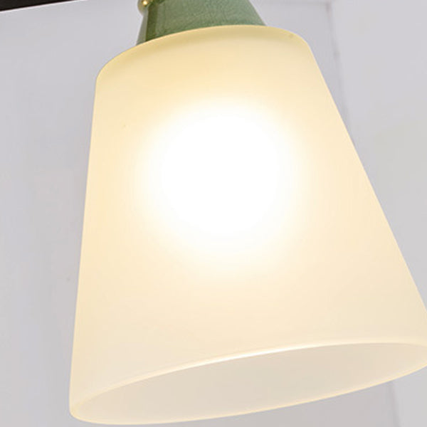 Zeitgenössische skandinavische Eisen-Keramik-Zweig-Kegel 3/6/8/10-Licht Semi-Flush-Mount-Beleuchtung für Schlafzimmer 