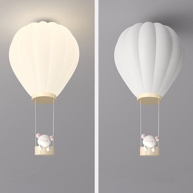 Art déco moderne en fer PE pour enfants Montgolfière Cartoon Rond LED Plafonnier Encastré pour Chambre à Coucher 