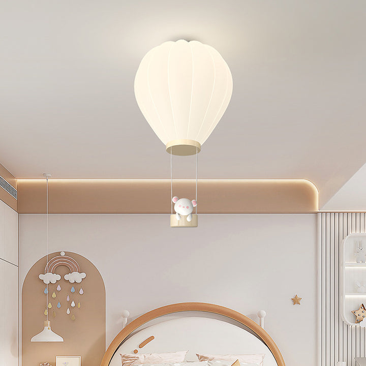 Moderna lámpara de techo LED empotrada redonda de hierro Art Deco para niños con globo aerostático de dibujos animados para dormitorio 