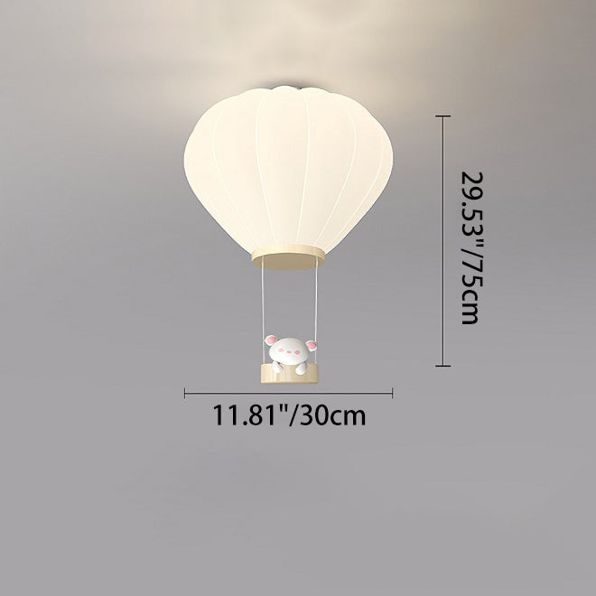 Moderna lámpara de techo LED empotrada redonda de hierro Art Deco para niños con globo aerostático de dibujos animados para dormitorio 