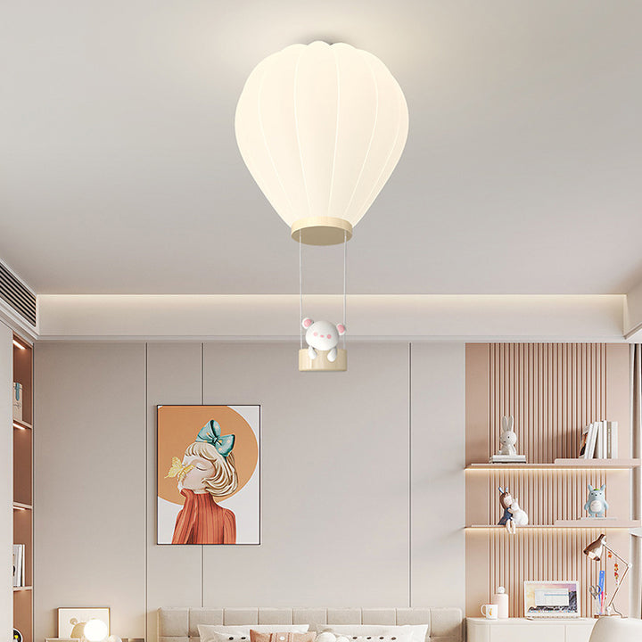 Art déco moderne en fer PE pour enfants Montgolfière Cartoon Rond LED Plafonnier Encastré pour Chambre à Coucher 