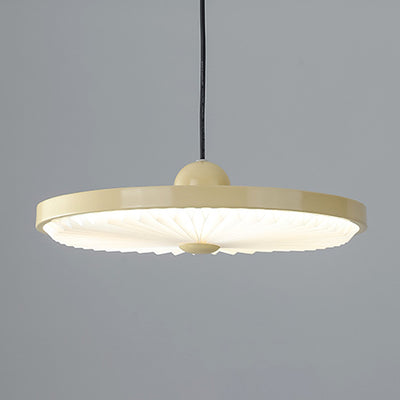 Contemporary Scandinavian Iron PVC Foldable Fan-Shaped Round LED Pendant Light For Living Room