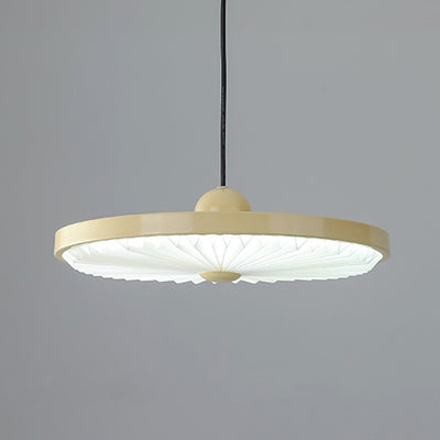 Contemporary Scandinavian Iron PVC Foldable Fan-Shaped Round LED Pendant Light For Living Room