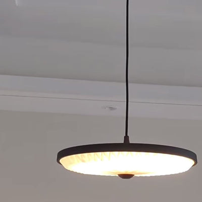 Contemporary Scandinavian Iron PVC Foldable Fan-Shaped Round LED Pendant Light For Living Room