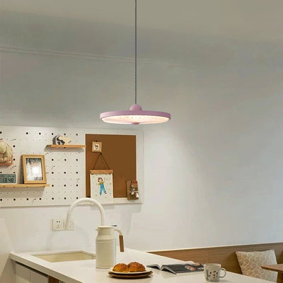Contemporary Scandinavian Iron PVC Foldable Fan-Shaped Round LED Pendant Light For Living Room