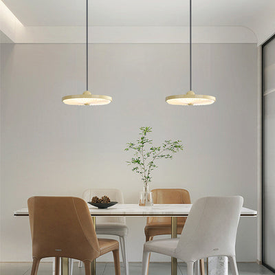 Contemporary Scandinavian Iron PVC Foldable Fan-Shaped Round LED Pendant Light For Living Room