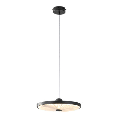 Contemporary Scandinavian Iron PVC Foldable Fan-Shaped Round LED Pendant Light For Living Room