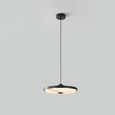 Contemporary Scandinavian Iron PVC Foldable Fan-Shaped Round LED Pendant Light For Living Room