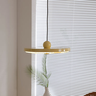 Contemporary Scandinavian Iron PVC Foldable Fan-Shaped Round LED Pendant Light For Living Room