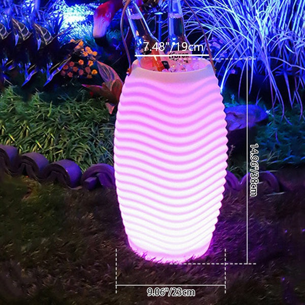 Contemporary Creative PE Barrel-Shaped LED Outdoor Light With Speaker For Outdoor