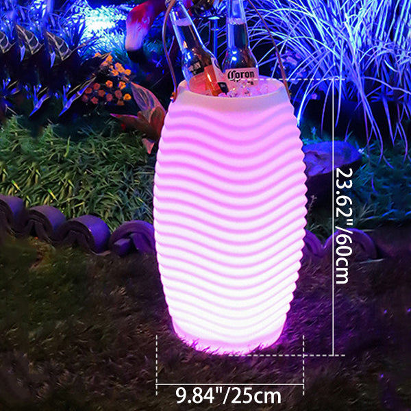 Contemporary Creative PE Barrel-Shaped LED Outdoor Light With Speaker For Outdoor