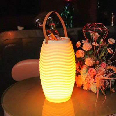 Contemporary Creative PE Barrel-Shaped LED Outdoor Light With Speaker For Outdoor