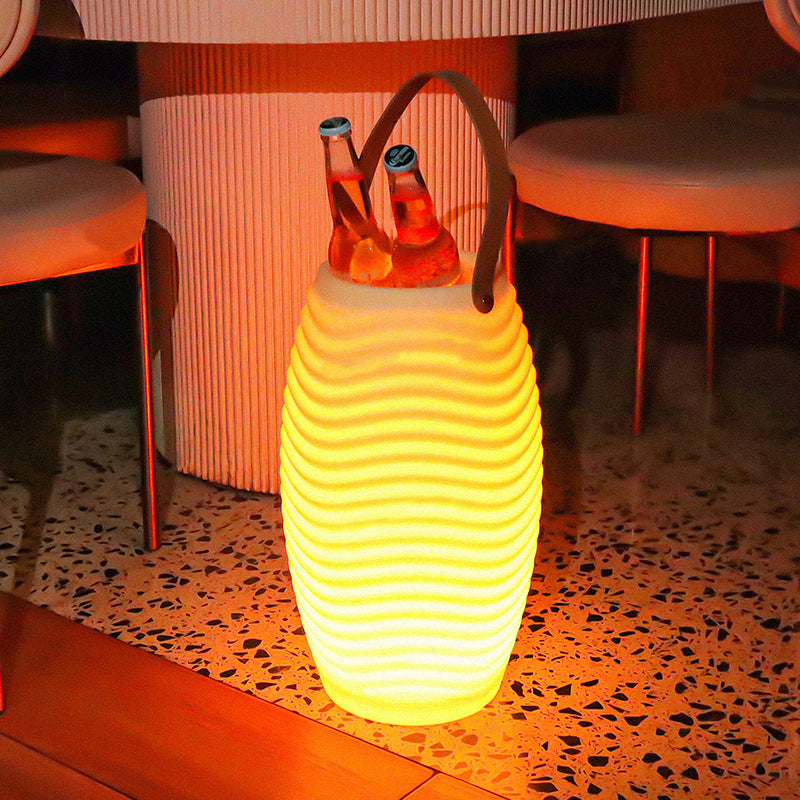 Contemporary Creative PE Barrel-Shaped LED Outdoor Light With Speaker For Outdoor