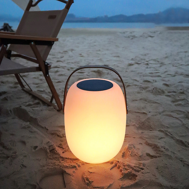 Contemporary Creative PE Acrylic Portable Barrel-Shaped Solar LED Outdoor Light For Garden &amp; Camping