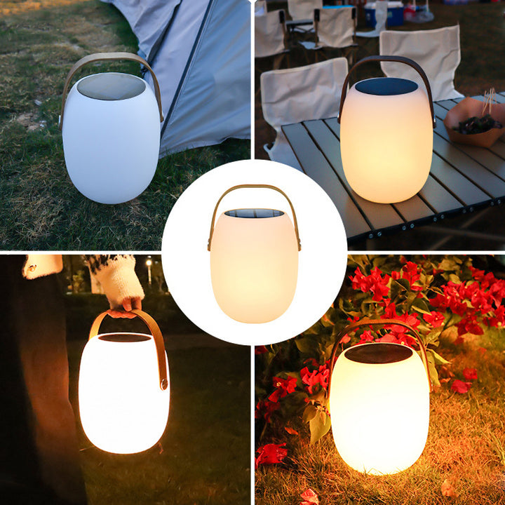 Contemporary Creative PE Acrylic Portable Barrel-Shaped Solar LED Outdoor Light For Garden &amp; Camping
