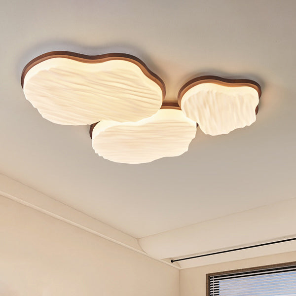 Traditionelle Chinesische Gummibaum Acryl Wolkenwelle LED Deckenleuchte für Wohnzimmer &amp; Schlafzimmer 