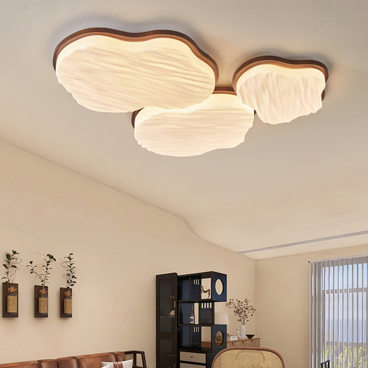 Traditionelle Chinesische Gummibaum Acryl Wolkenwelle LED Deckenleuchte für Wohnzimmer &amp; Schlafzimmer 