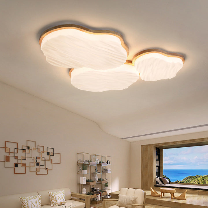 Traditionelle Chinesische Gummibaum Acryl Wolkenwelle LED Deckenleuchte für Wohnzimmer &amp; Schlafzimmer 