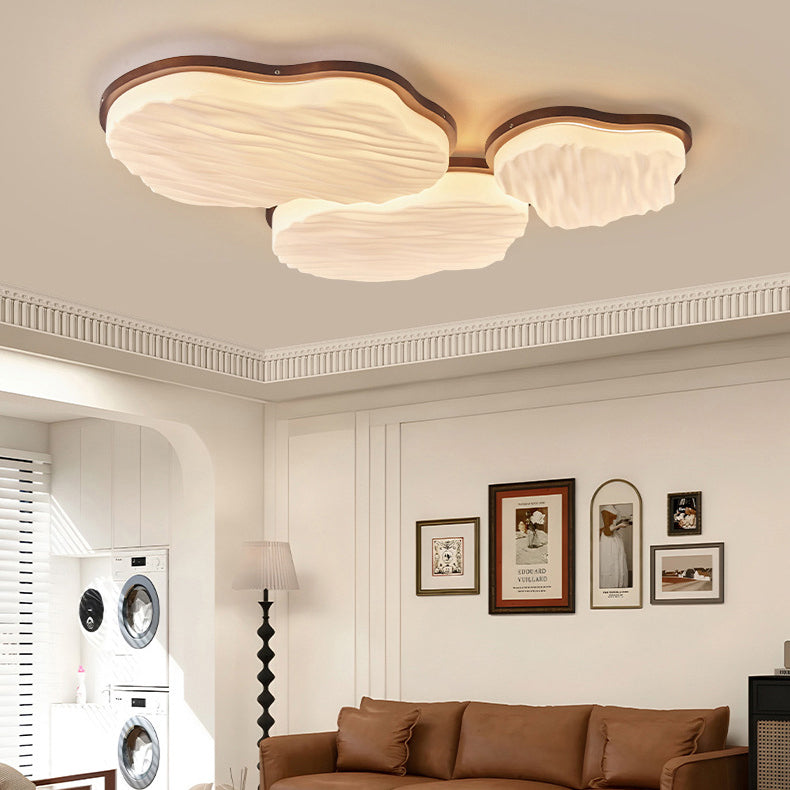 Traditionelle Chinesische Gummibaum Acryl Wolkenwelle LED Deckenleuchte für Wohnzimmer &amp; Schlafzimmer 