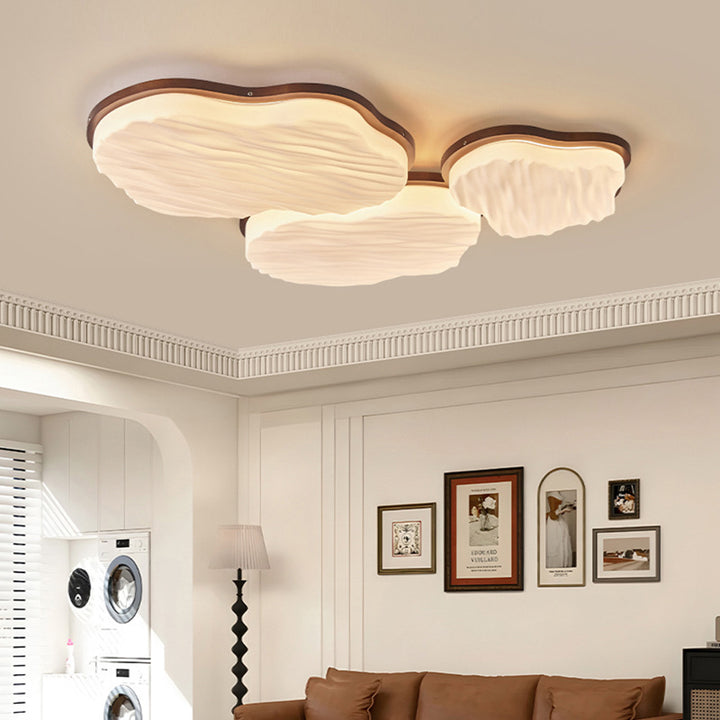 Traditionelle Chinesische Gummibaum Acryl Wolkenwelle LED Deckenleuchte für Wohnzimmer &amp; Schlafzimmer 