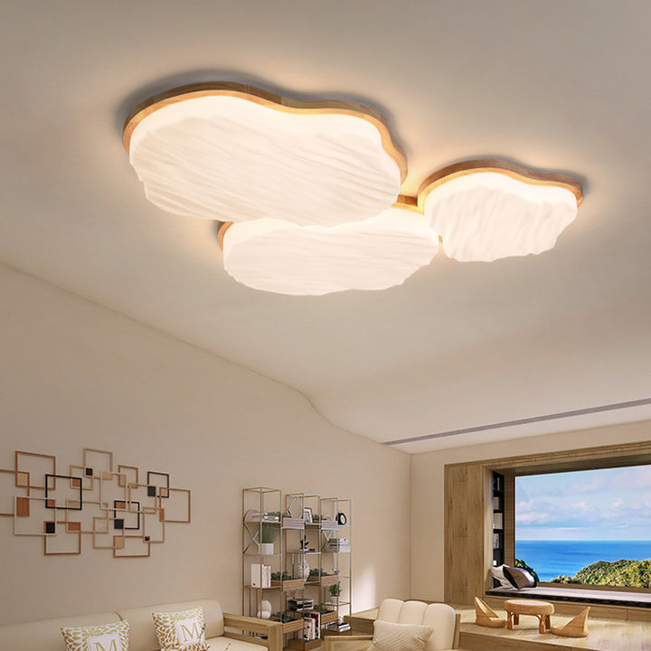 Traditionelle Chinesische Gummibaum Acryl Wolkenwelle LED Deckenleuchte für Wohnzimmer &amp; Schlafzimmer 