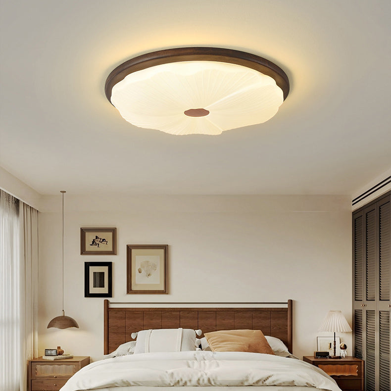 Contemporáneo Creativo Madera Maciza Hierro Acrílico Galleta Redonda LED Empotrado Luz de Techo Para Dormitorio 