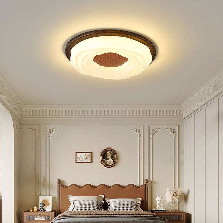 Contemporáneo Creativo Madera Maciza Hierro Acrílico Galleta Redonda LED Empotrado Luz de Techo Para Dormitorio 