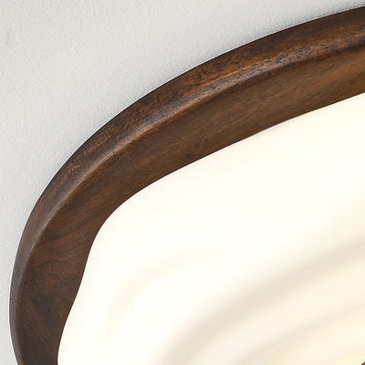 Contemporary Creative Solid Wood Iron Acrylic Cookie Round LED Flush Mount Ceiling Light For Bedroom