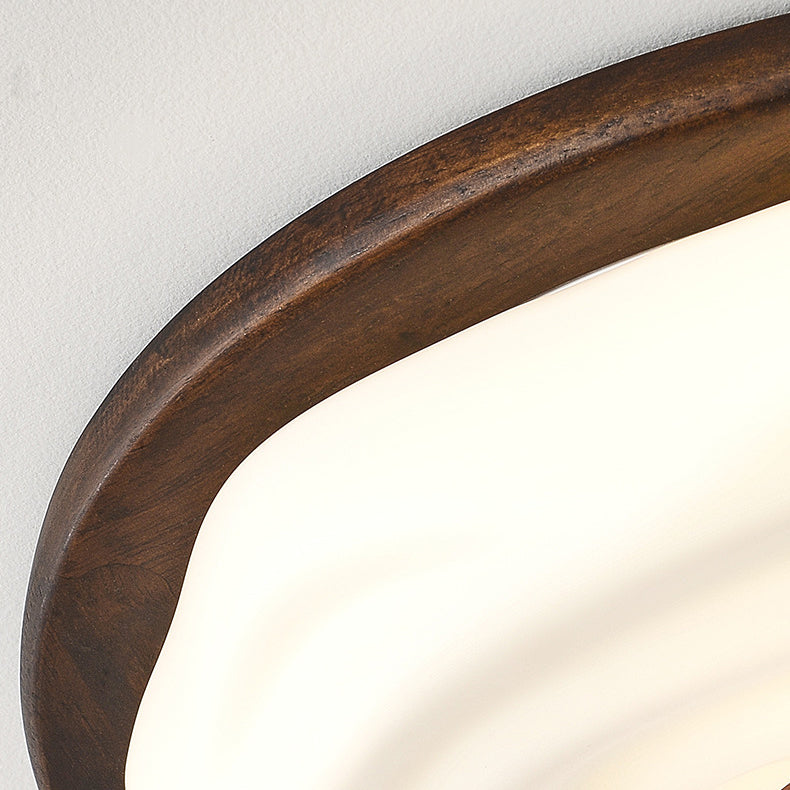 Contemporary Creative Solid Wood Iron Acrylic Cookie Round LED Flush Mount Ceiling Light For Bedroom