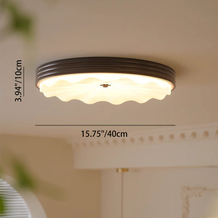 Lumière de plafond LED à montage affleurant en acrylique et fer ondulé, cercle traditionnel chinois pour chambre 