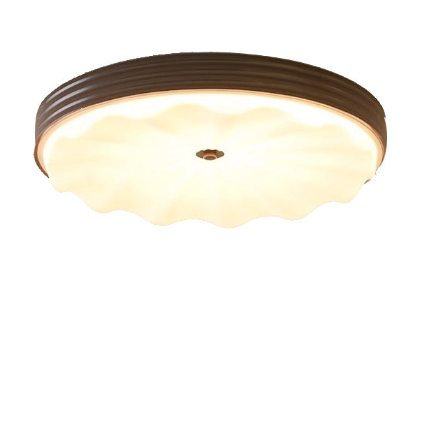 Lumière de plafond LED à montage affleurant en acrylique et fer ondulé, cercle traditionnel chinois pour chambre 