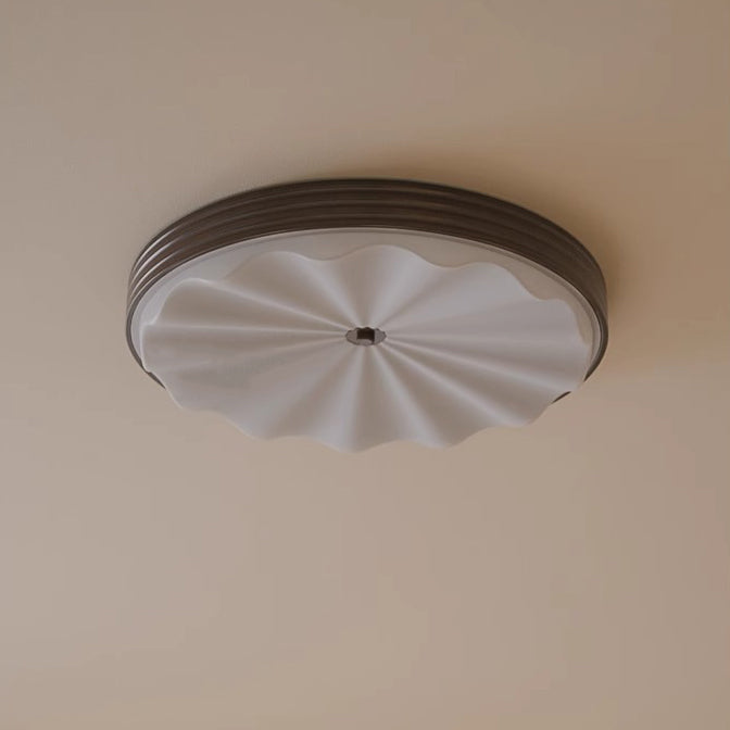 Lumière de plafond LED à montage affleurant en acrylique et fer ondulé, cercle traditionnel chinois pour chambre 