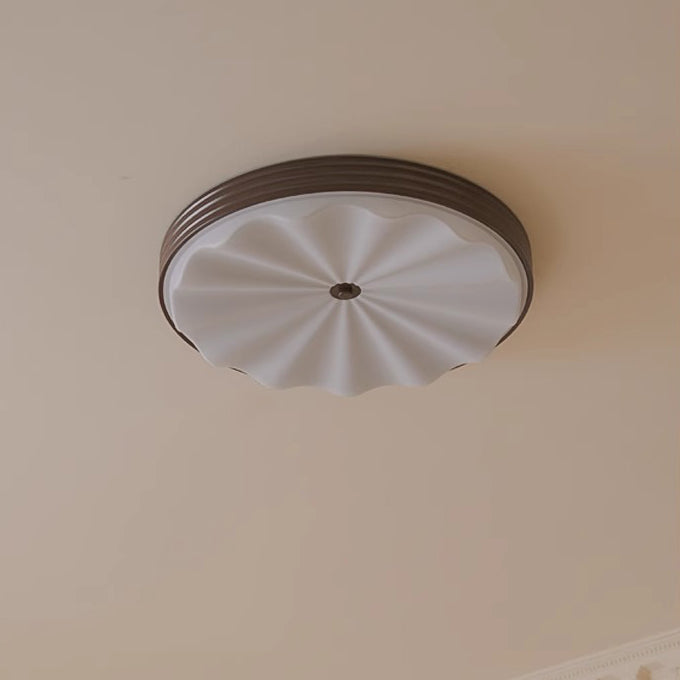 Lumière de plafond LED à montage affleurant en acrylique et fer ondulé, cercle traditionnel chinois pour chambre 